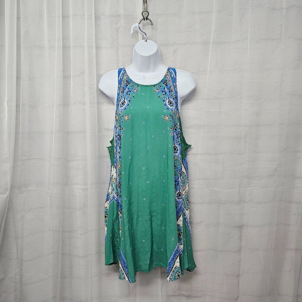 Green and Blue Paisley Mini Dress